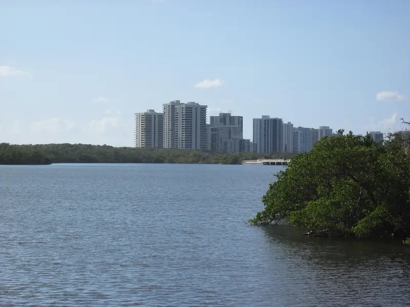Lake Worth Lagoon with waterfront buildings in the background