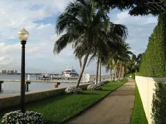 Seawall and waterfront path along the Lake Worth Lagoon in Palm Beach